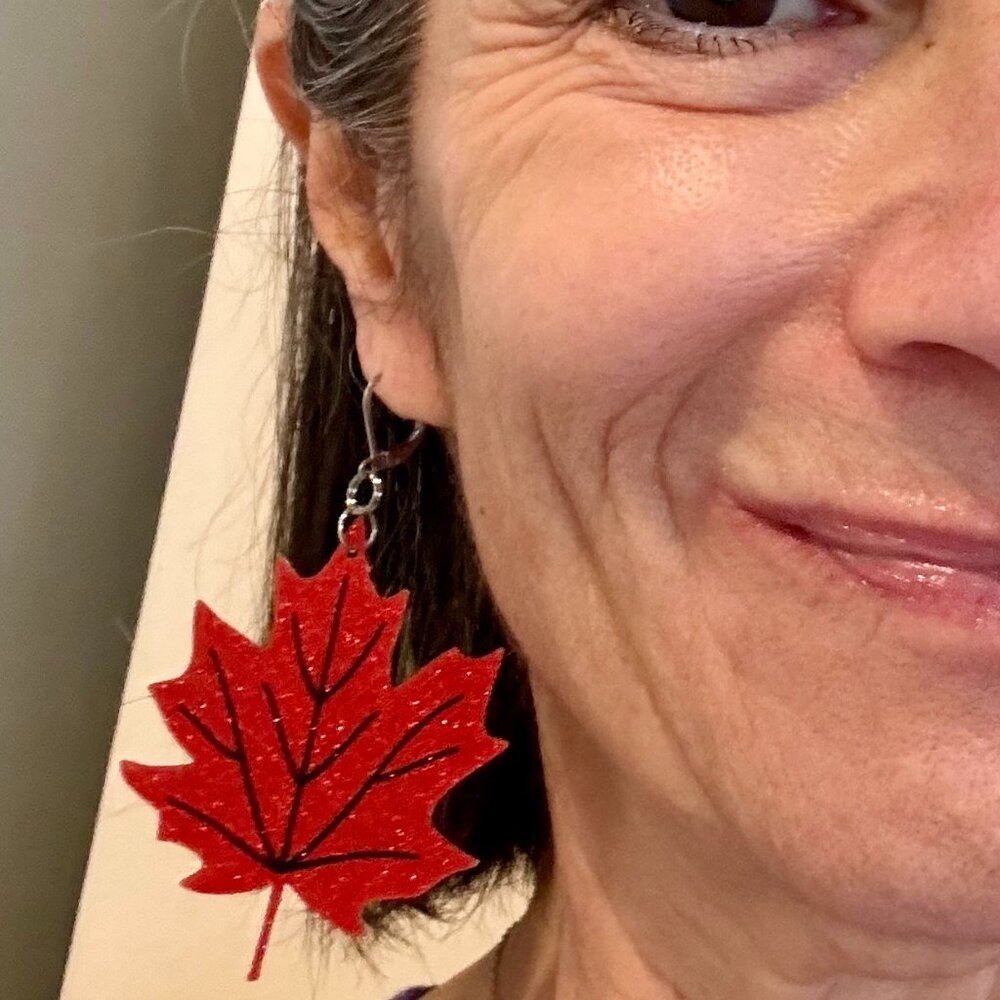 Glitter JUMBO Maple Leaf Earrings - Lightweight Fall Jewelry for Thanksgiving